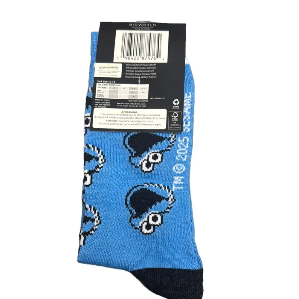 Sesame Street Blue Cookie Monster Socks NWT